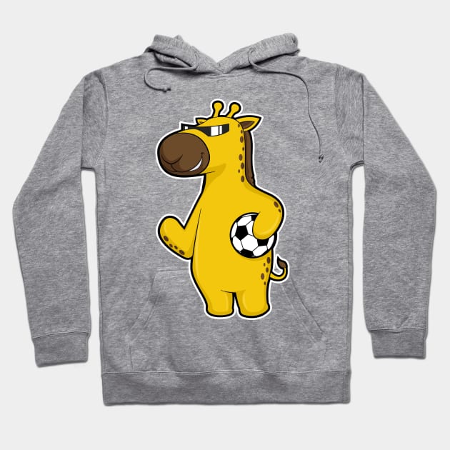 Giraffe as Soccer player with Soccer ball Hoodie by Markus Schnabel